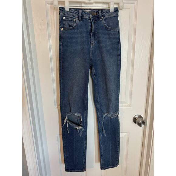 EUC Asos High Rise Mom Jeans Women’s Blue Remo Jeans Denim Size US 0 UK 24/32 - Picture 1 of 6